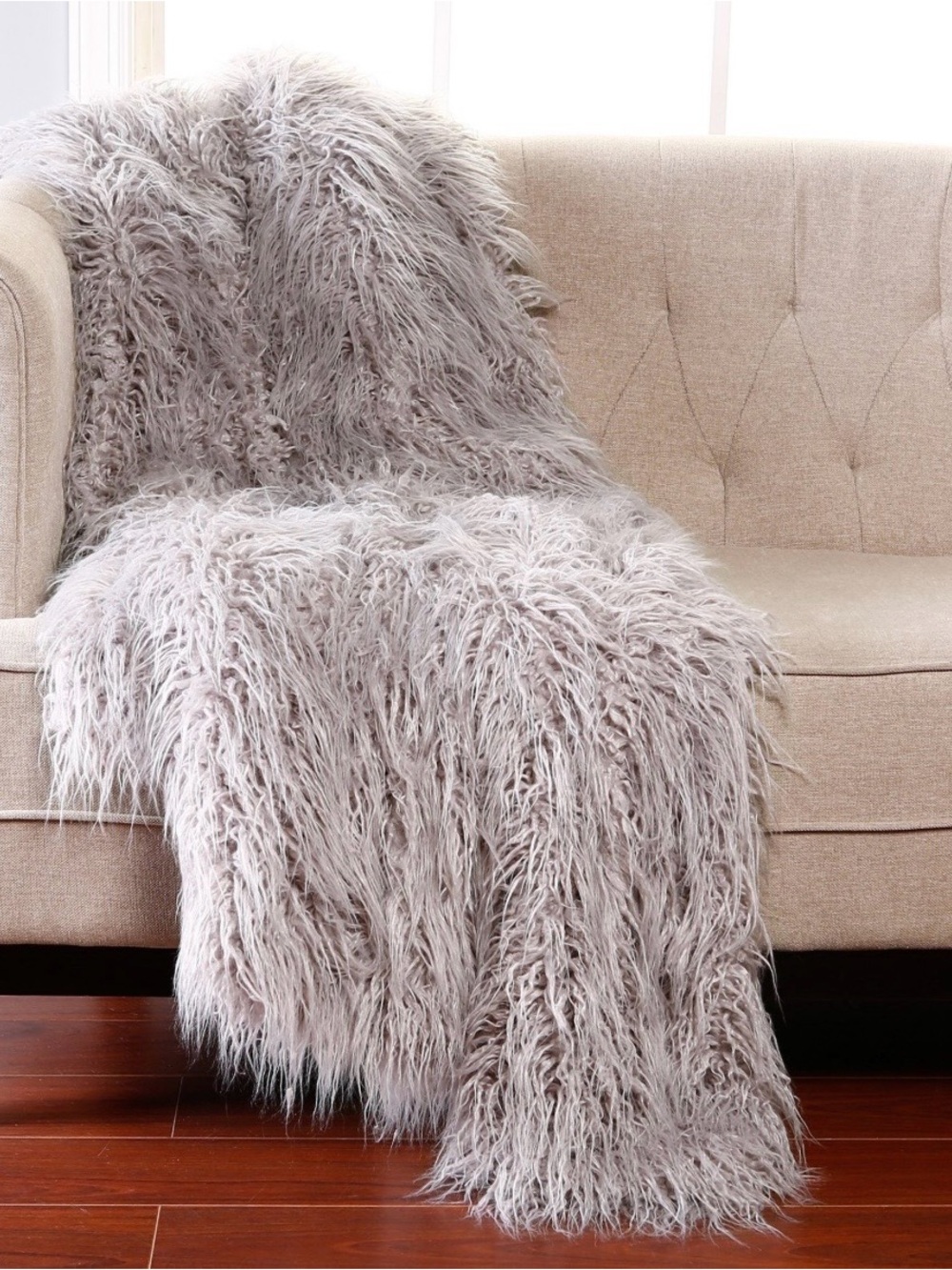 gray faux fur blanket 50x50